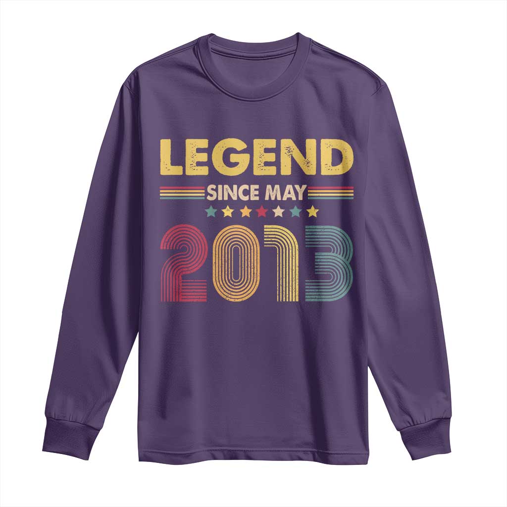 May 13th Birthday Long Sleeve Shirt Legends Since May 2013 Retro Bday