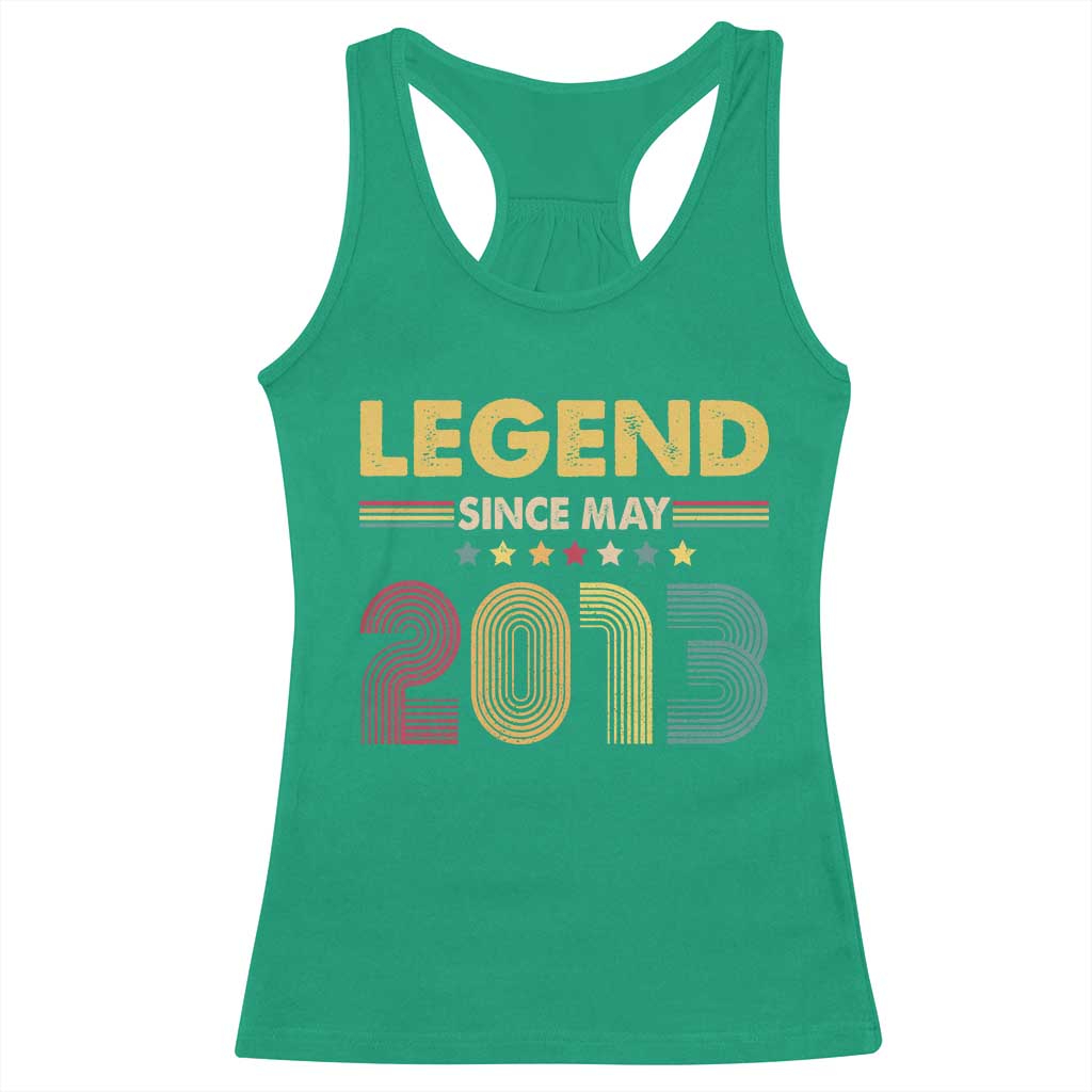May 13th Birthday Racerback Tank Top Legends Since May 2013 Retro Bday