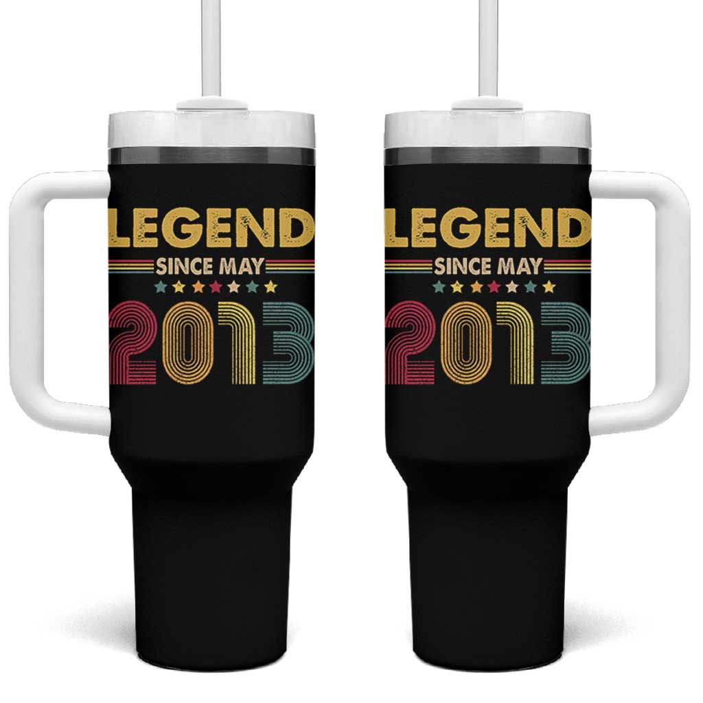 May 13th Birthday Tumbler With Handle Legends Since May 2013 Retro Bday