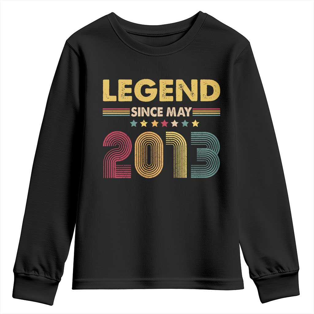 May 13th Birthday Youth Sweatshirt Legends Since May 2013 Retro Bday