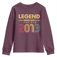 May 13th Birthday Youth Sweatshirt Legends Since May 2013 Retro Bday