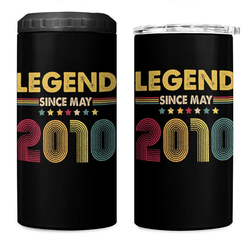 May 16th Birthday 4 in 1 Can Cooler Tumbler Legends Since May 2010 Retro Bday