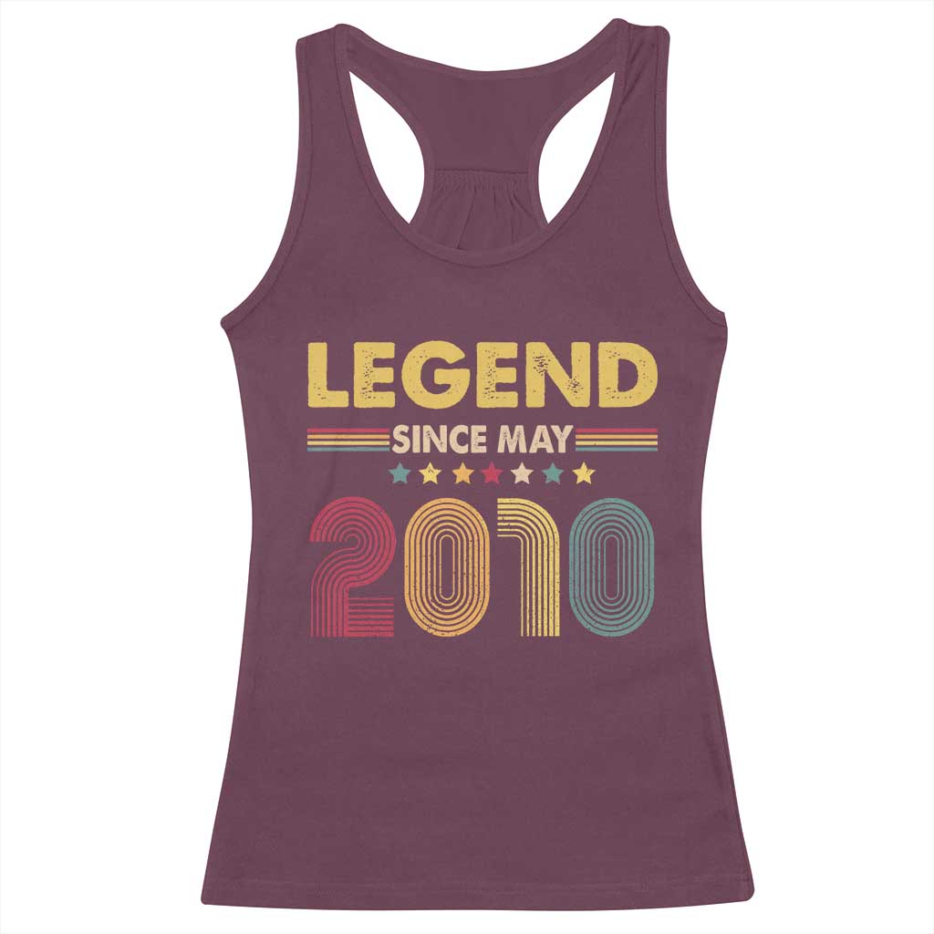 May 16th Birthday Racerback Tank Top Legends Since May 2010 Retro Bday