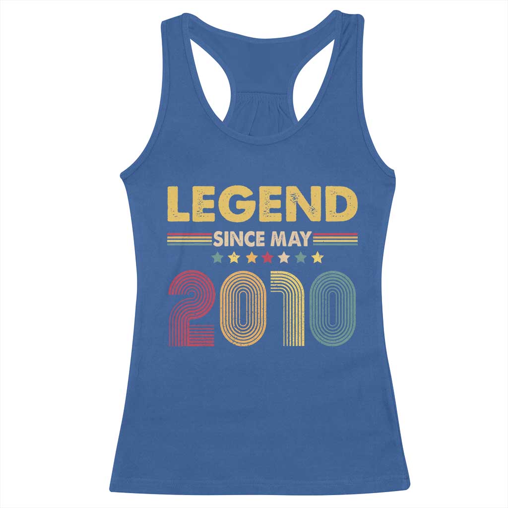 May 16th Birthday Racerback Tank Top Legends Since May 2010 Retro Bday