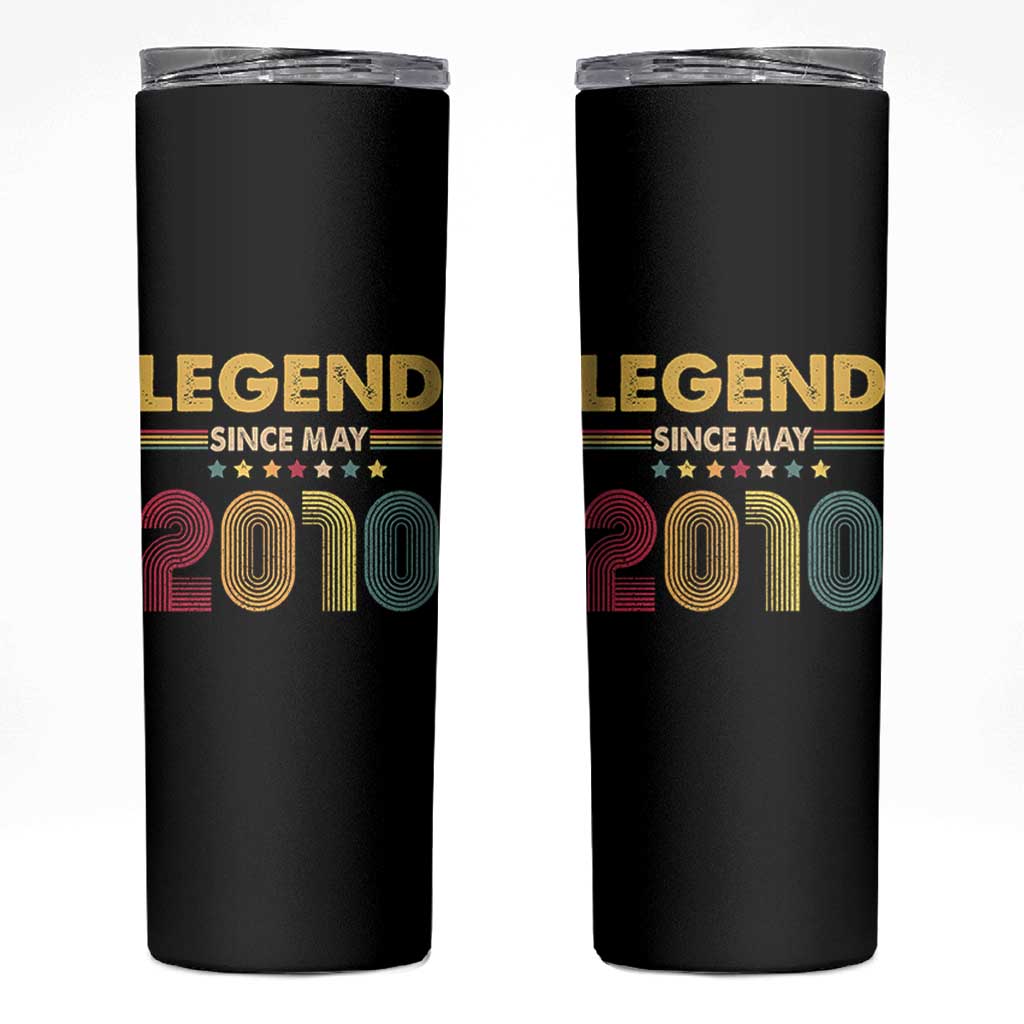 May 16th Birthday Skinny Tumbler Legends Since May 2010 Retro Bday