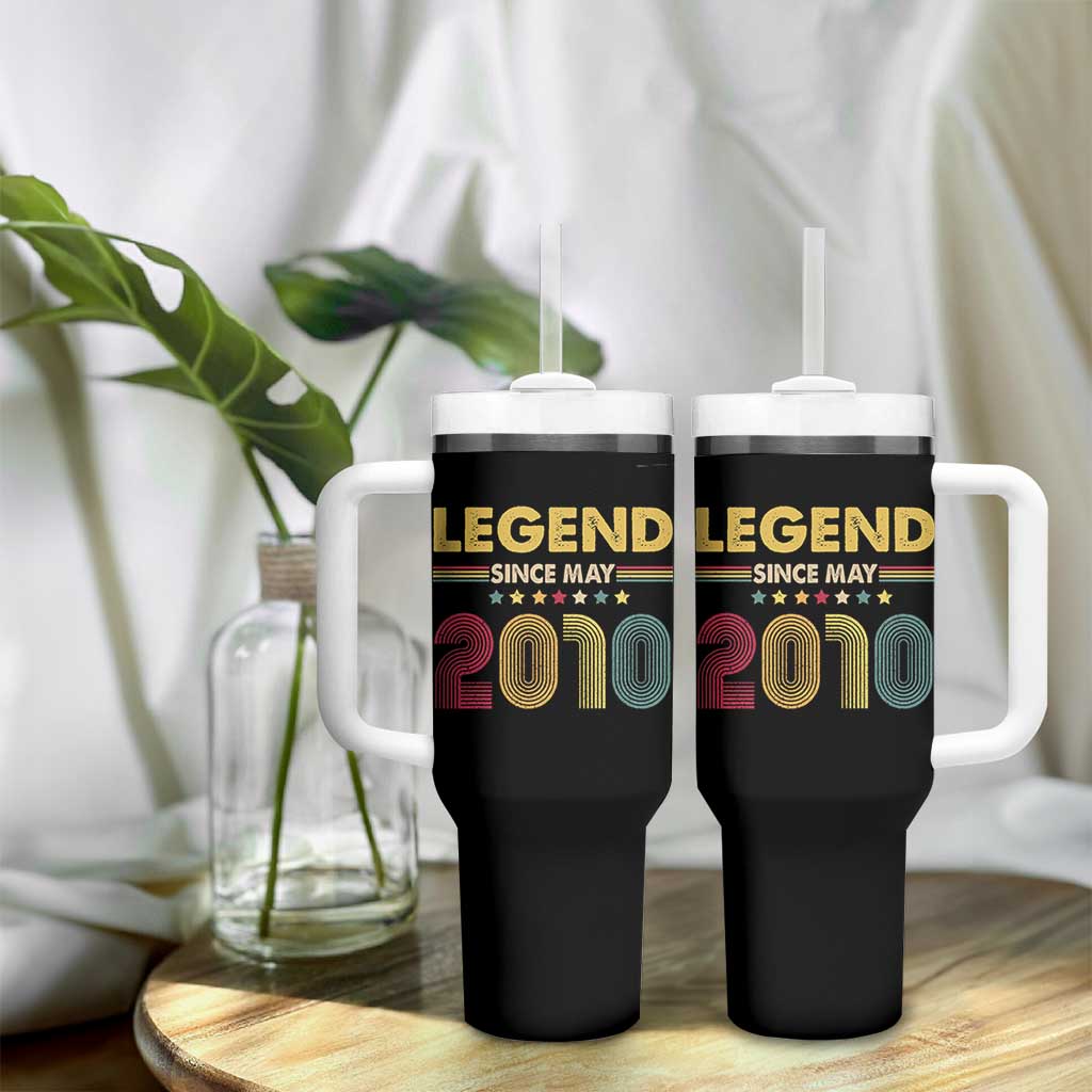 May 16th Birthday Tumbler With Handle Legends Since May 2010 Retro Bday