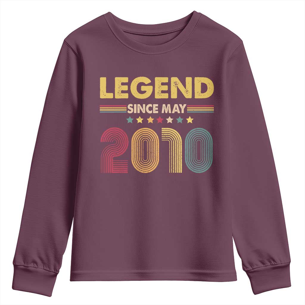 May 16th Birthday Youth Sweatshirt Legends Since May 2010 Retro Bday