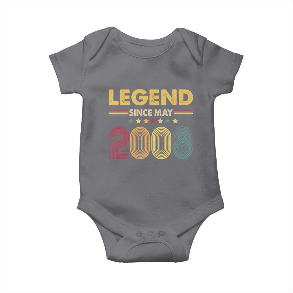 May 18th Birthday Baby Onesie Legends Since May 2008 Retro Bday