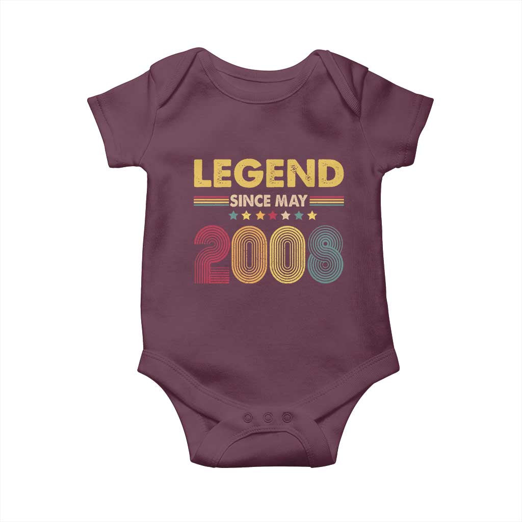 May 18th Birthday Baby Onesie Legends Since May 2008 Retro Bday