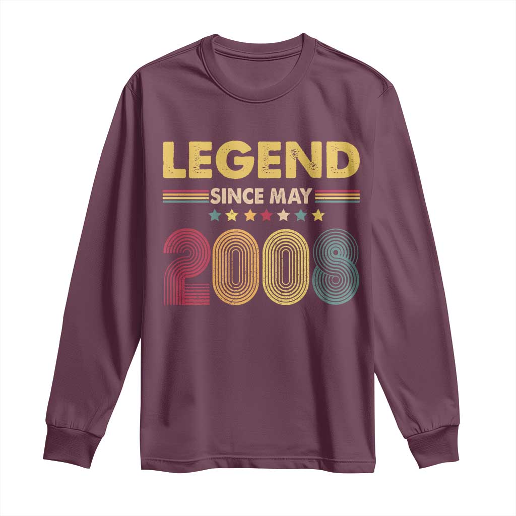 May 18th Birthday Long Sleeve Shirt Legends Since May 2008 Retro Bday