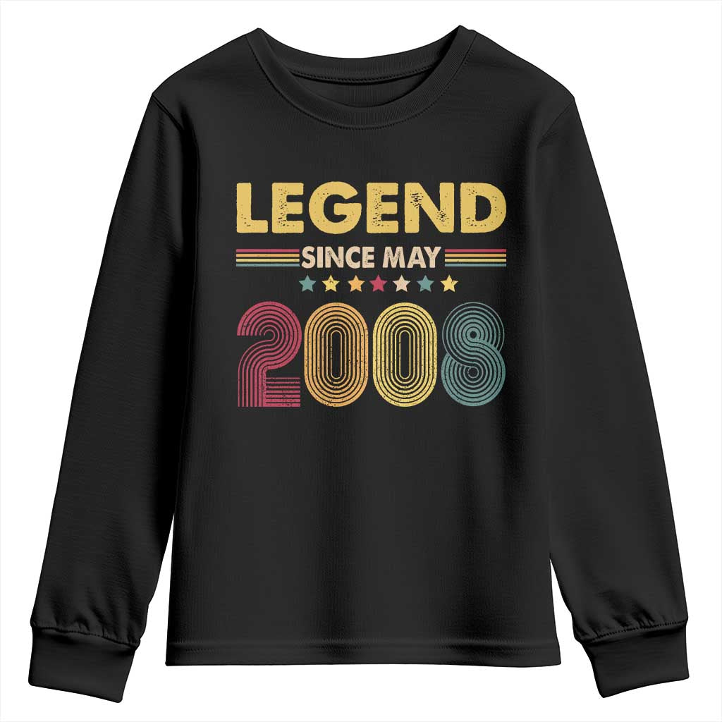 May 18th Birthday Youth Sweatshirt Legends Since May 2008 Retro Bday