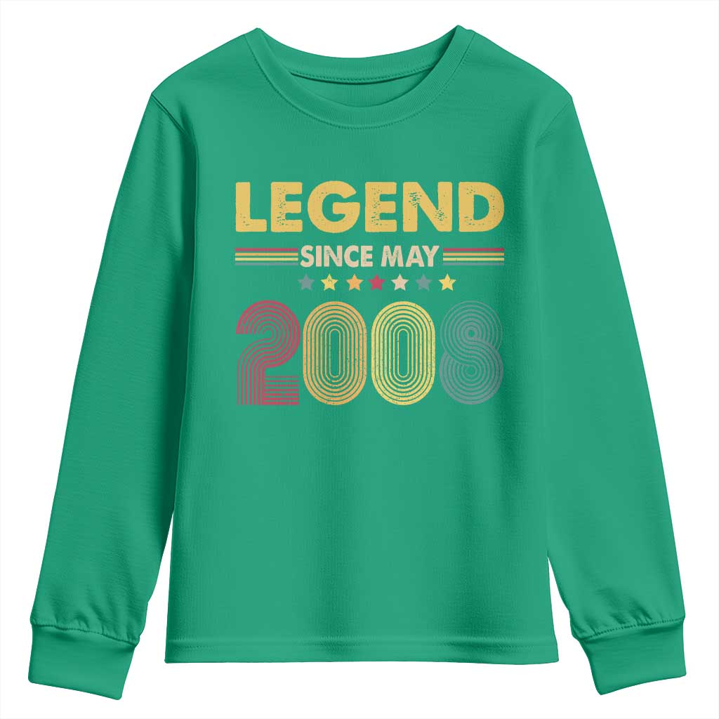 May 18th Birthday Youth Sweatshirt Legends Since May 2008 Retro Bday