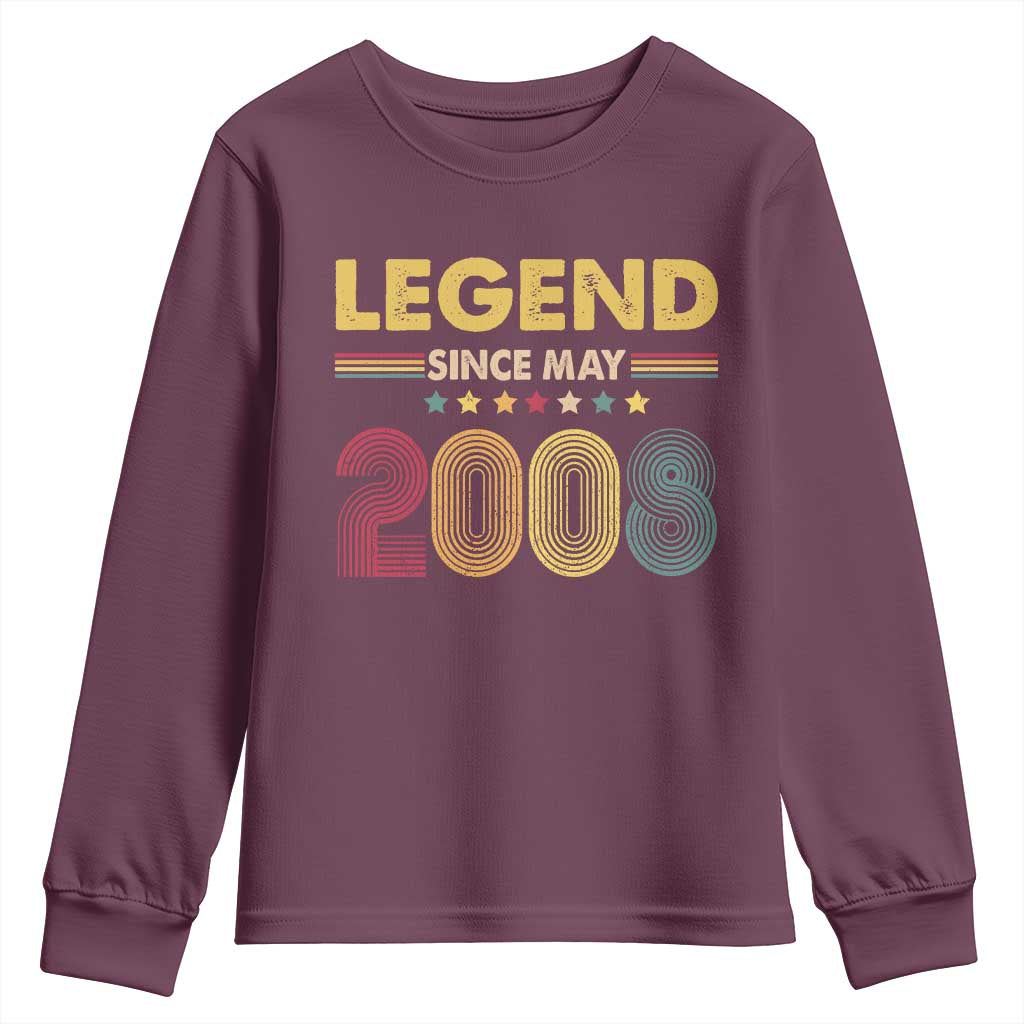 May 18th Birthday Youth Sweatshirt Legends Since May 2008 Retro Bday