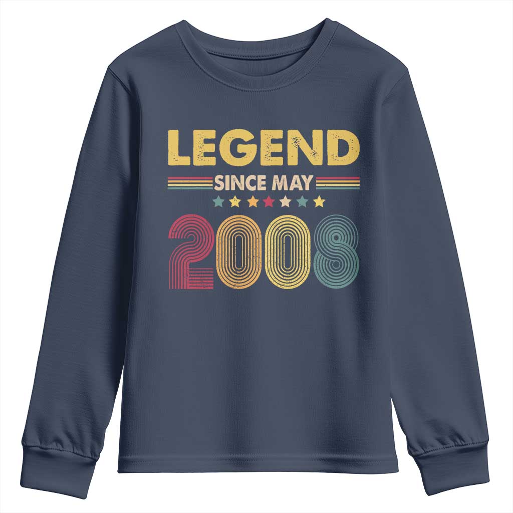 May 18th Birthday Youth Sweatshirt Legends Since May 2008 Retro Bday