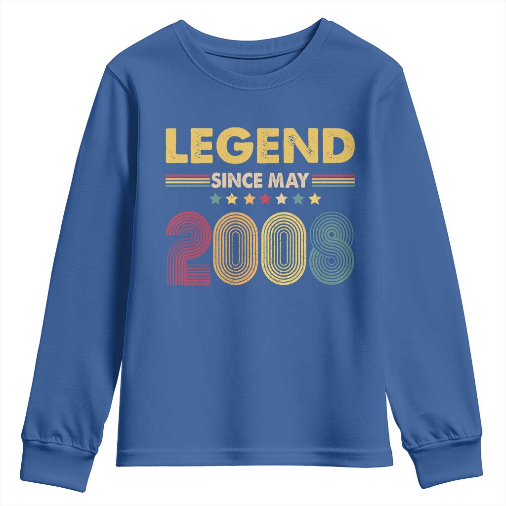 May 18th Birthday Youth Sweatshirt Legends Since May 2008 Retro Bday