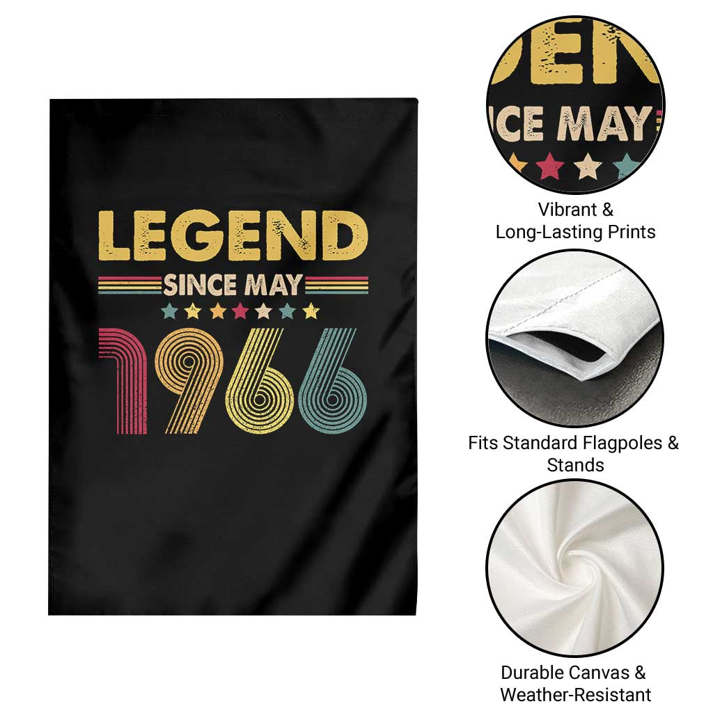May 60th Birthday Garden Flag Legends Since May 1966 Retro Bday