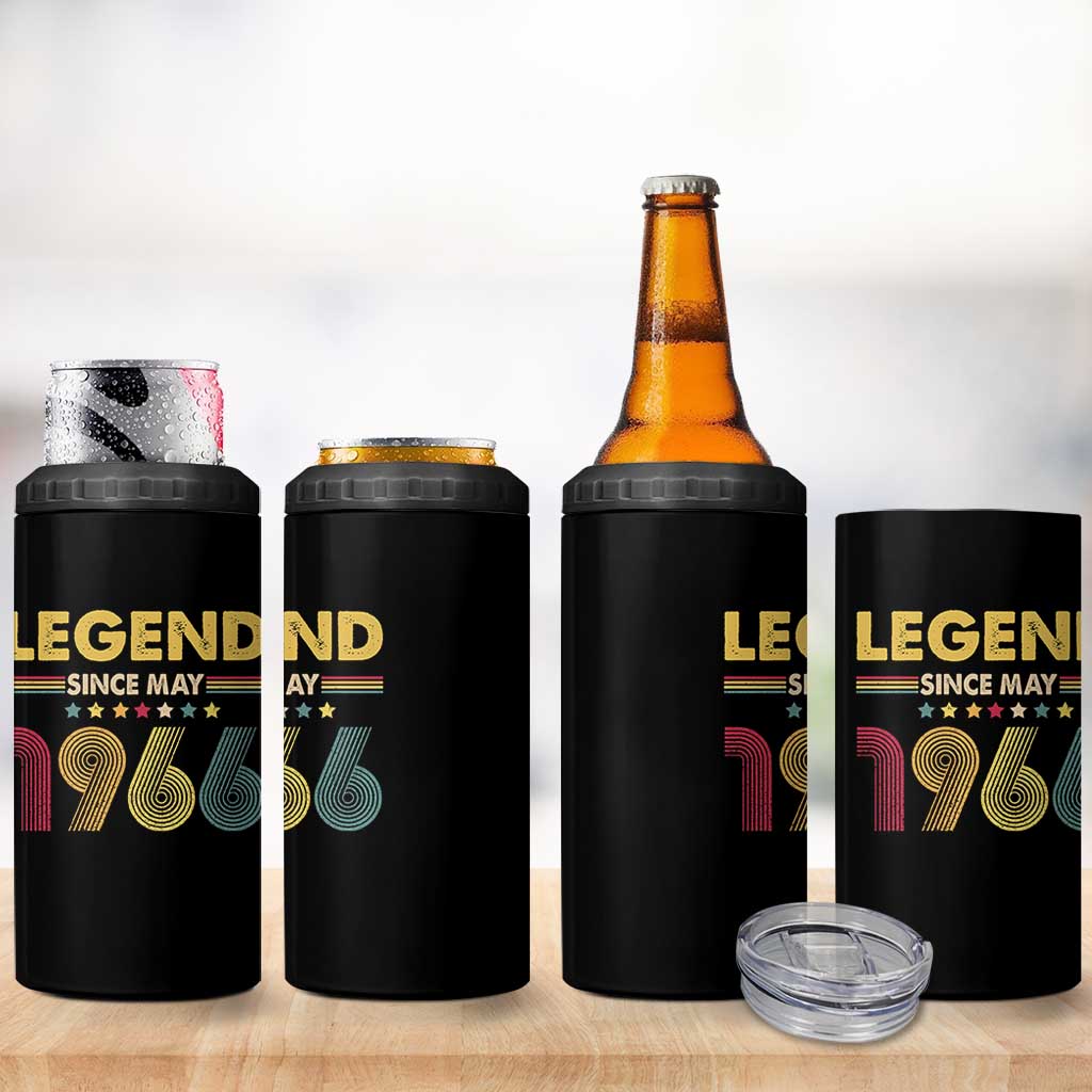May 60th Birthday 4 in 1 Can Cooler Tumbler Legends Since May 1966 Retro Bday