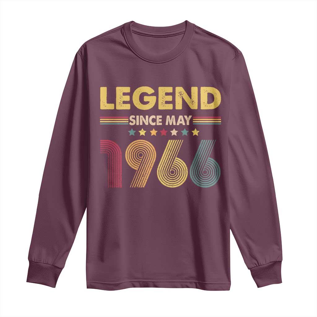 May 60th Birthday Long Sleeve Shirt Legends Since May 1966 Retro Bday