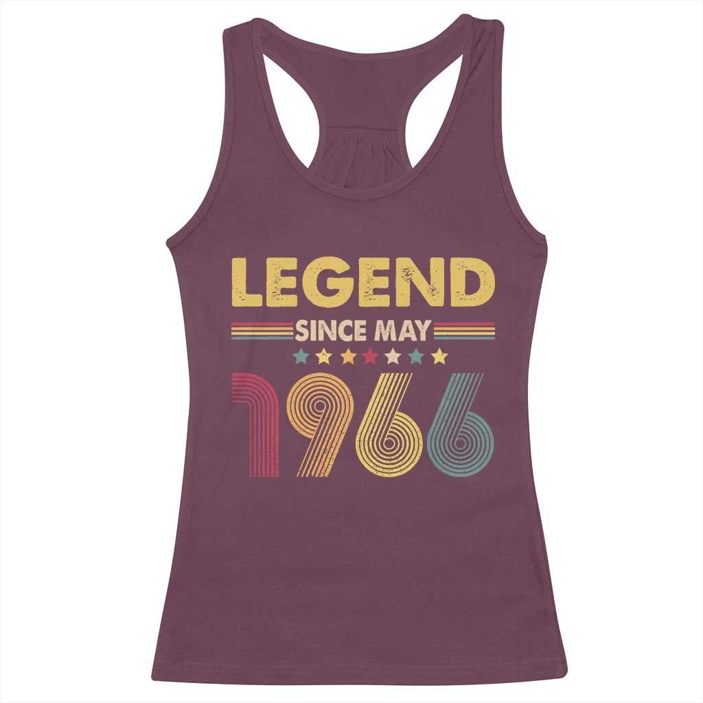 May 60th Birthday Racerback Tank Top Legends Since May 1966 Retro Bday