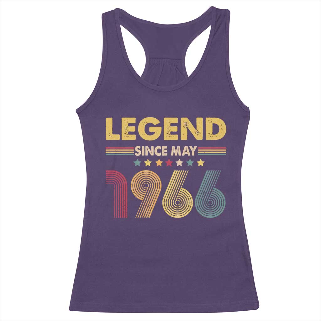 May 60th Birthday Racerback Tank Top Legends Since May 1966 Retro Bday