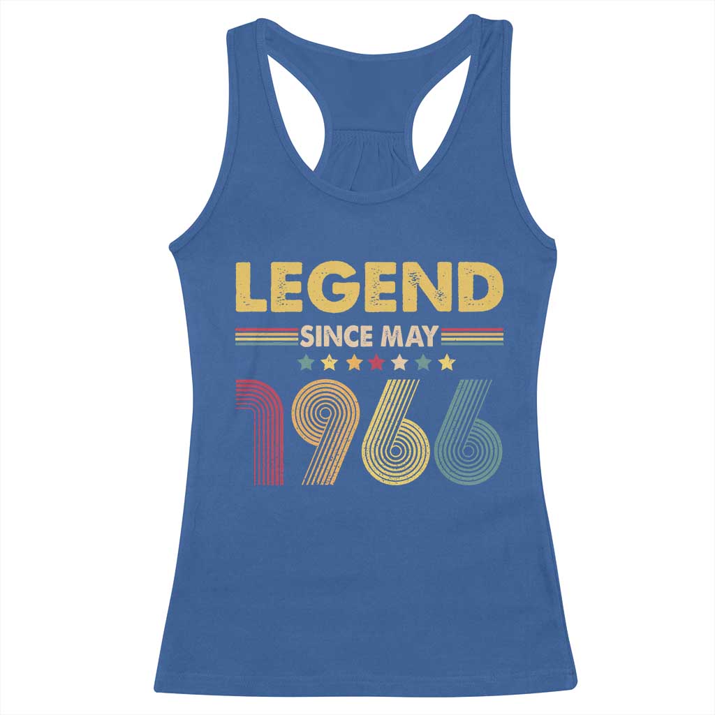 May 60th Birthday Racerback Tank Top Legends Since May 1966 Retro Bday