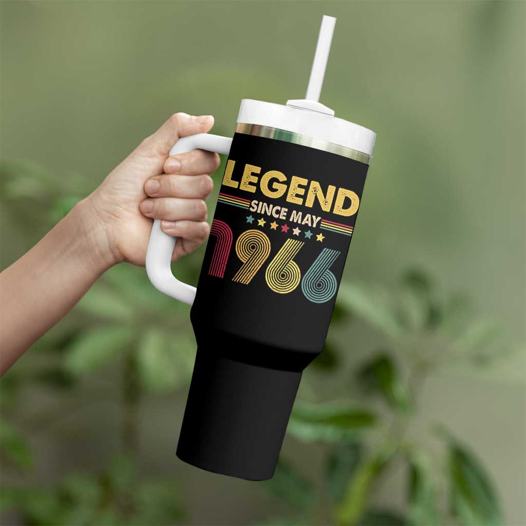 May 60th Birthday Tumbler With Handle Legends Since May 1966 Retro Bday