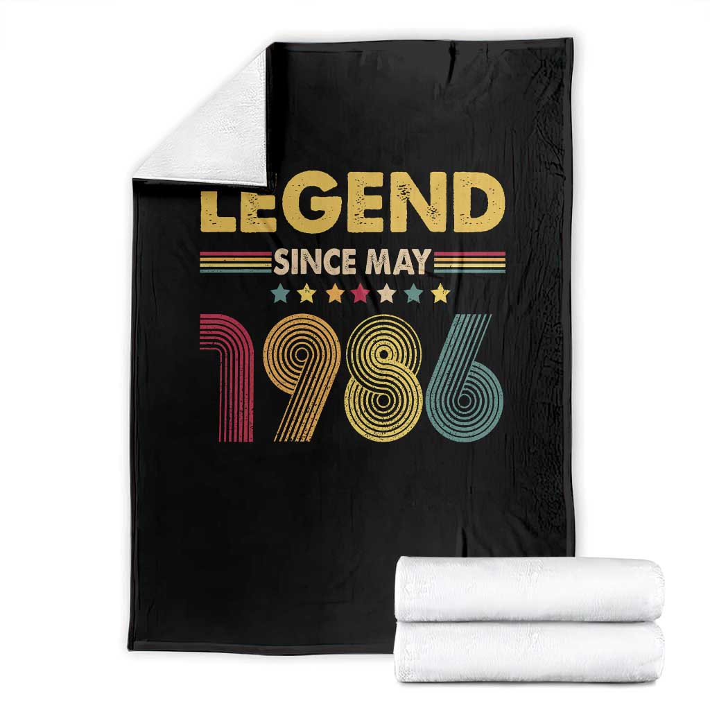 May 40th Birthday Throw Blanket Legends Since May 1986 Retro Bday