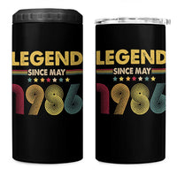 May 40th Birthday 4 in 1 Can Cooler Tumbler Legends Since May 1986 Retro Bday