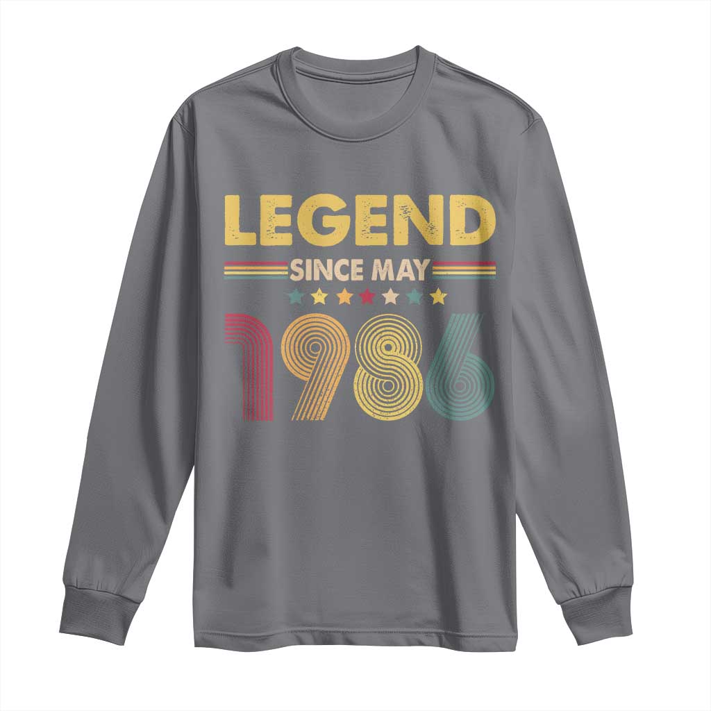 May 40th Birthday Long Sleeve Shirt Legends Since May 1986 Retro Bday