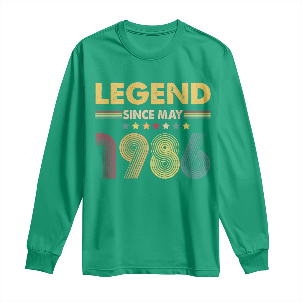 May 40th Birthday Long Sleeve Shirt Legends Since May 1986 Retro Bday