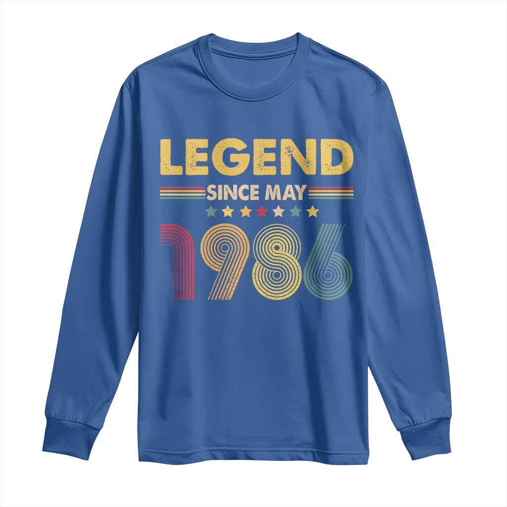 May 40th Birthday Long Sleeve Shirt Legends Since May 1986 Retro Bday