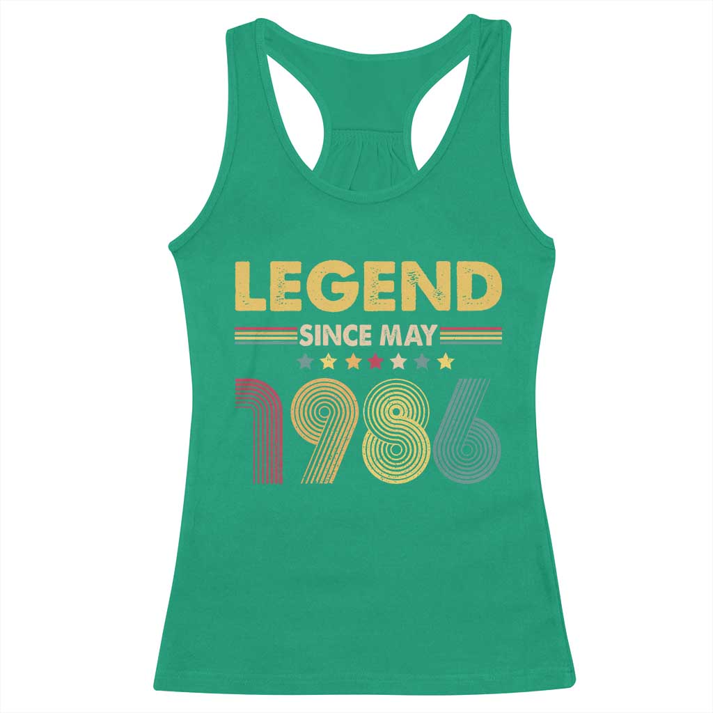 May 40th Birthday Racerback Tank Top Legends Since May 1986 Retro Bday
