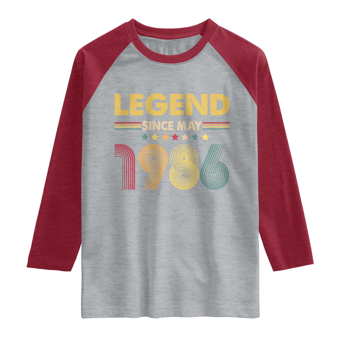 May 40th Birthday Raglan Shirt Legends Since May 1986 Retro Bday