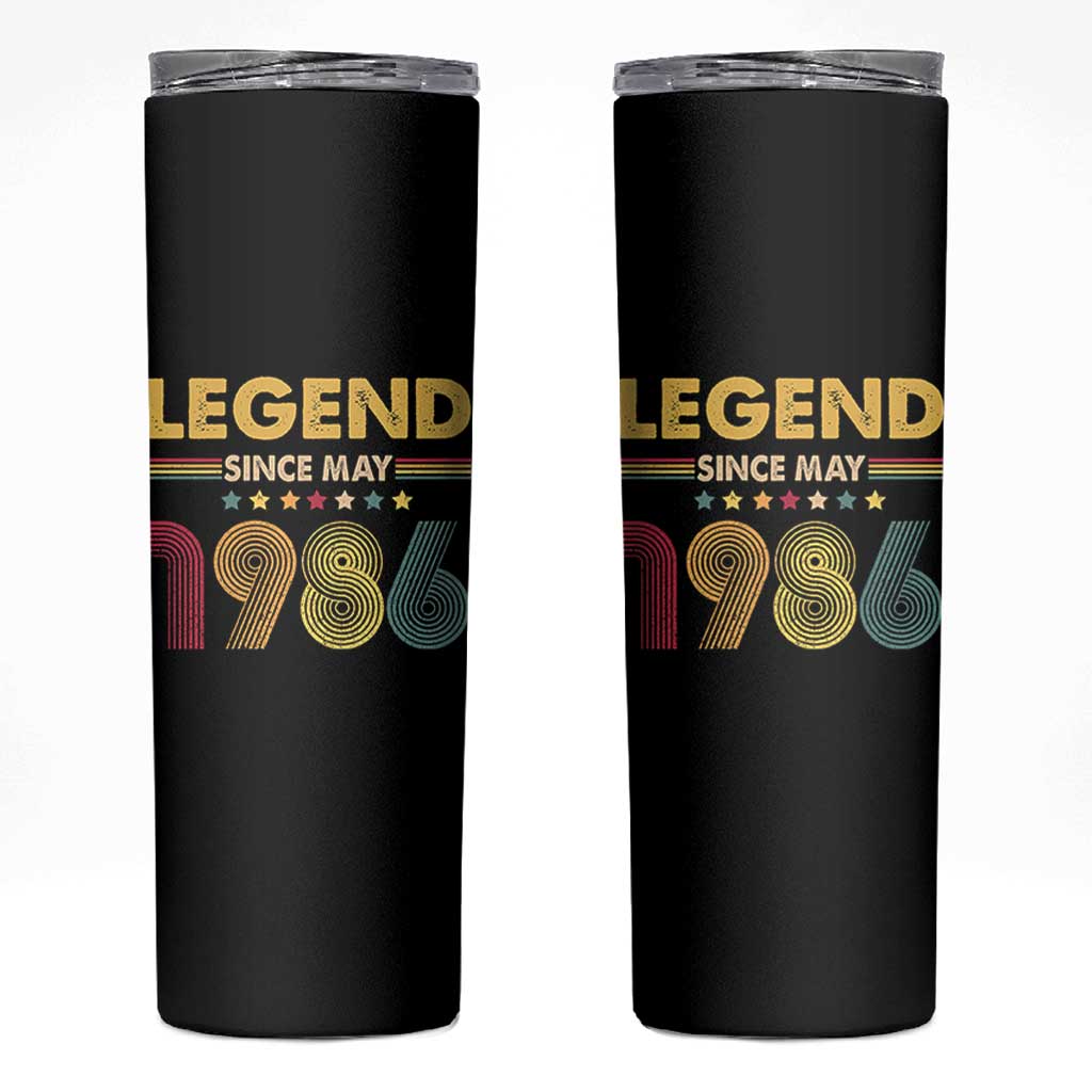 May 40th Birthday Skinny Tumbler Legends Since May 1986 Retro Bday