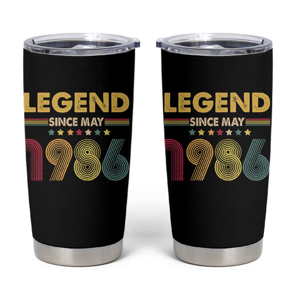 May 40th Birthday Tumbler Cup Legends Since May 1986 Retro Bday
