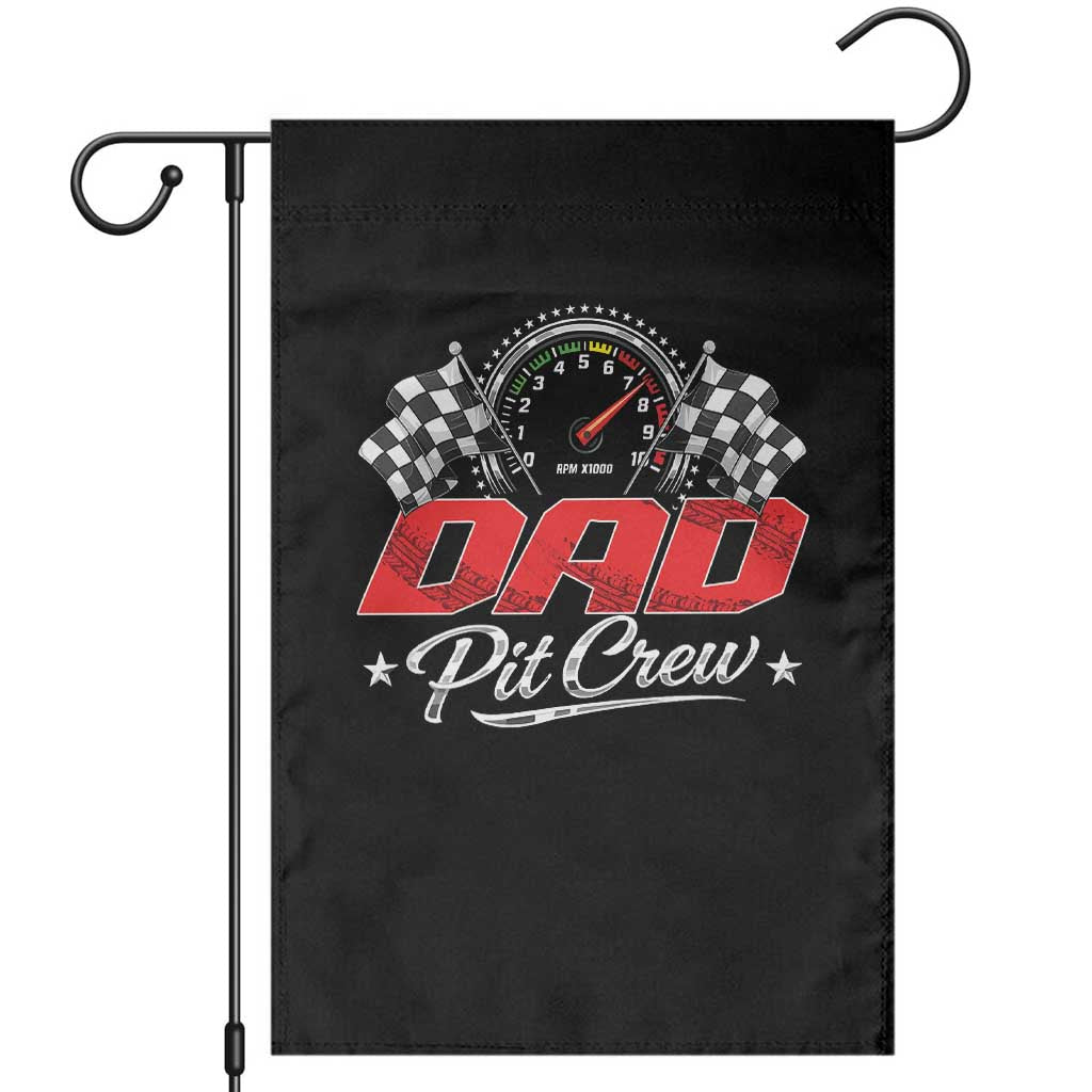 Dad Pit Crew Garden Flag Racing Family Matching Father's Day