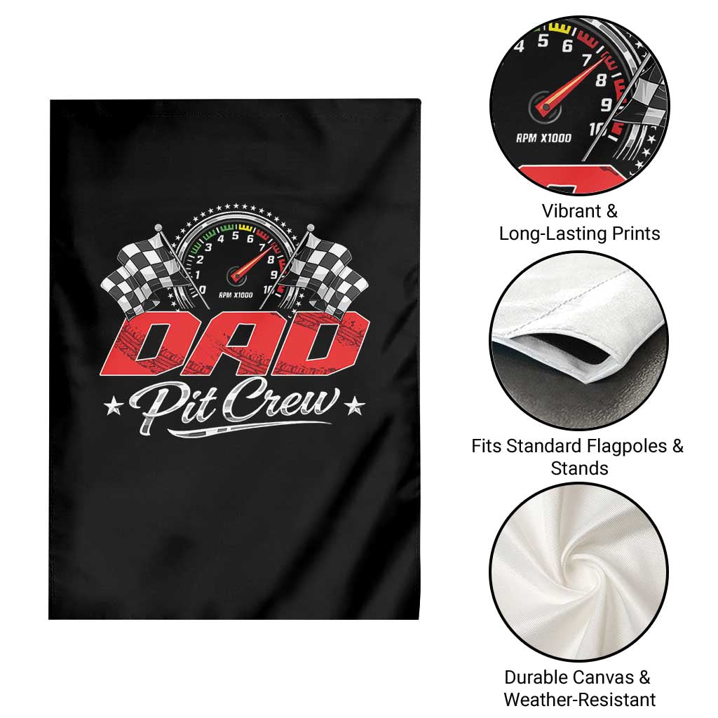 Dad Pit Crew Garden Flag Racing Family Matching Father's Day
