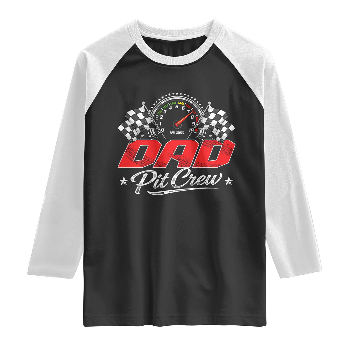 Dad Pit Crew Raglan Shirt Racing Family Matching Father's Day