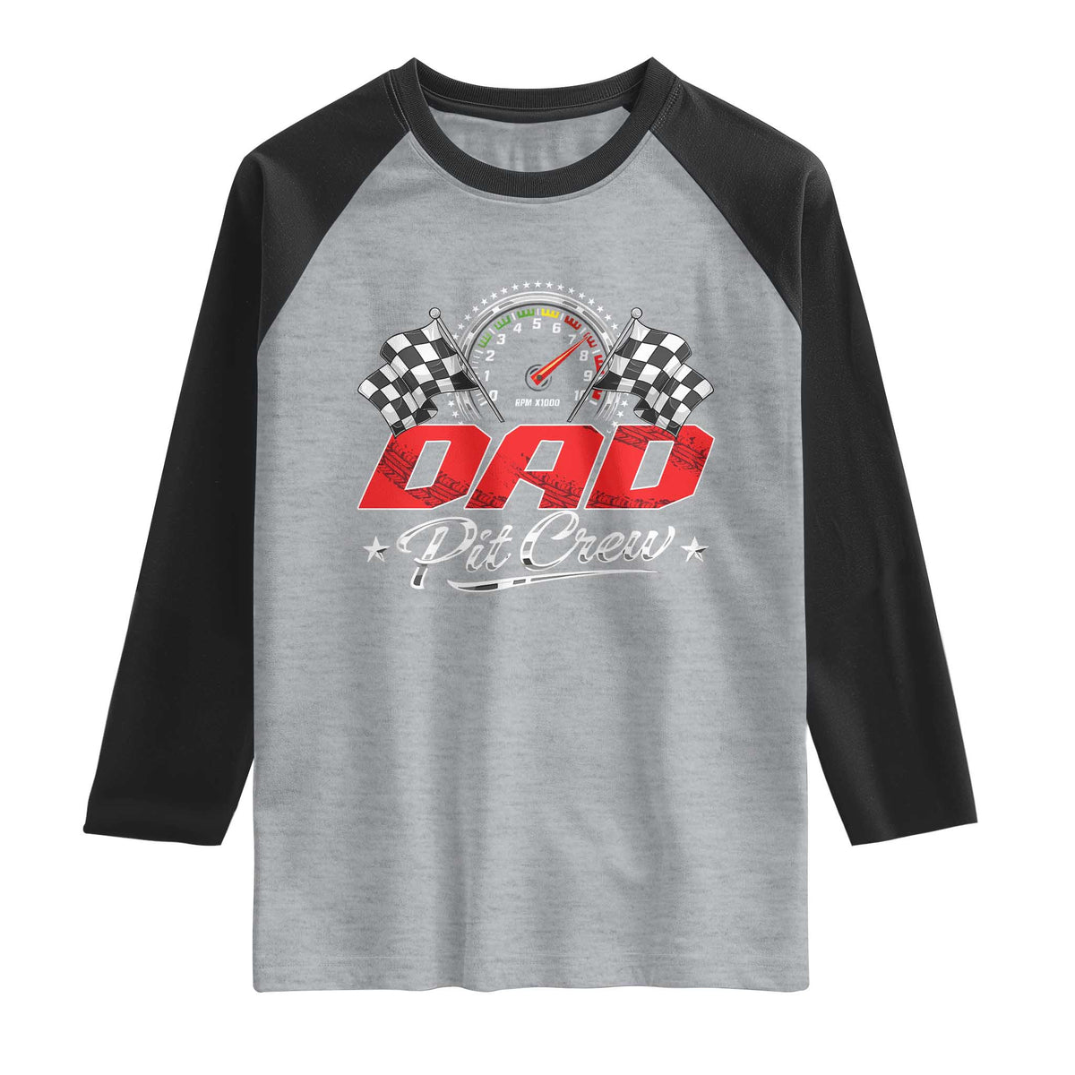 Dad Pit Crew Raglan Shirt Racing Family Matching Father's Day