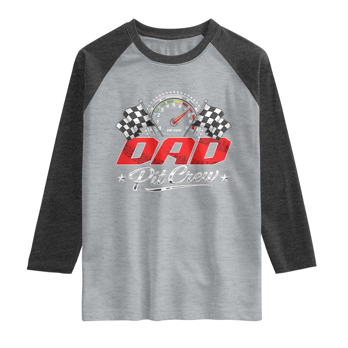 Dad Pit Crew Raglan Shirt Racing Family Matching Father's Day