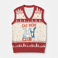 Cat Mom Club V-Neck Knit Sweater Vest Life is Better with Cats Mothers Day