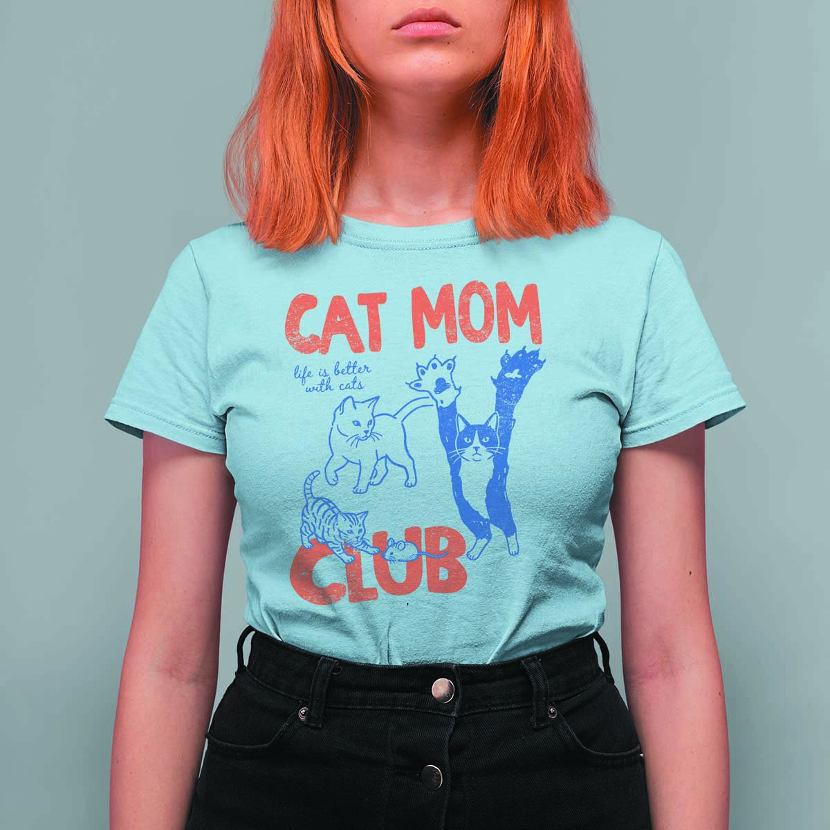 Cat Mom Club T Shirt For Women Life is Better with Cats Mothers Day