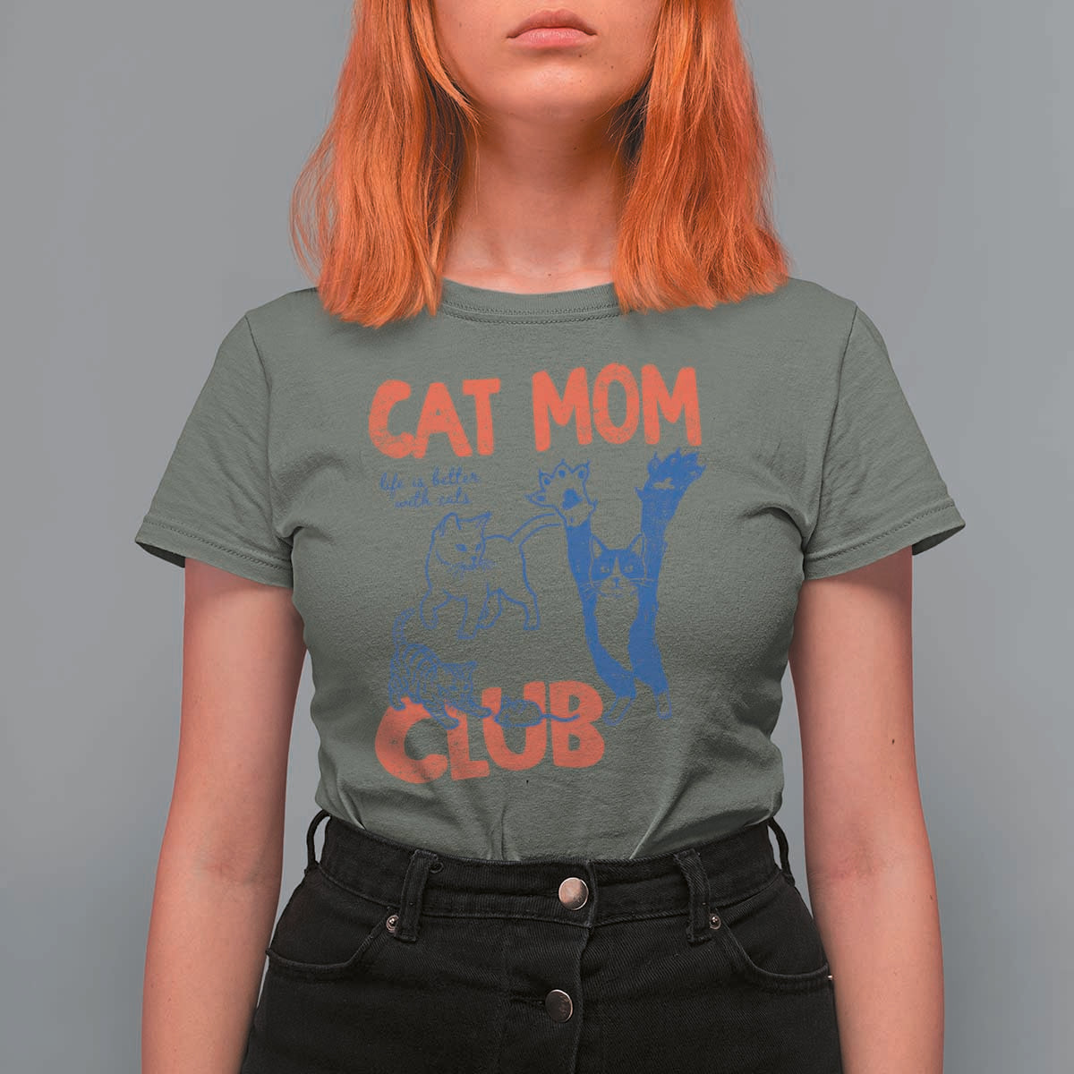 Cat Mom Club T Shirt For Women Life is Better with Cats Mothers Day