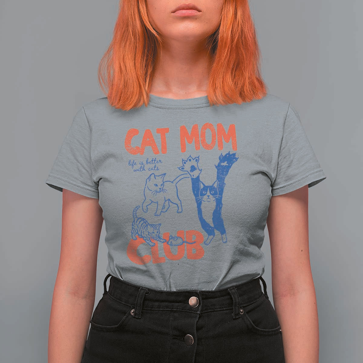 Cat Mom Club T Shirt For Women Life is Better with Cats Mothers Day