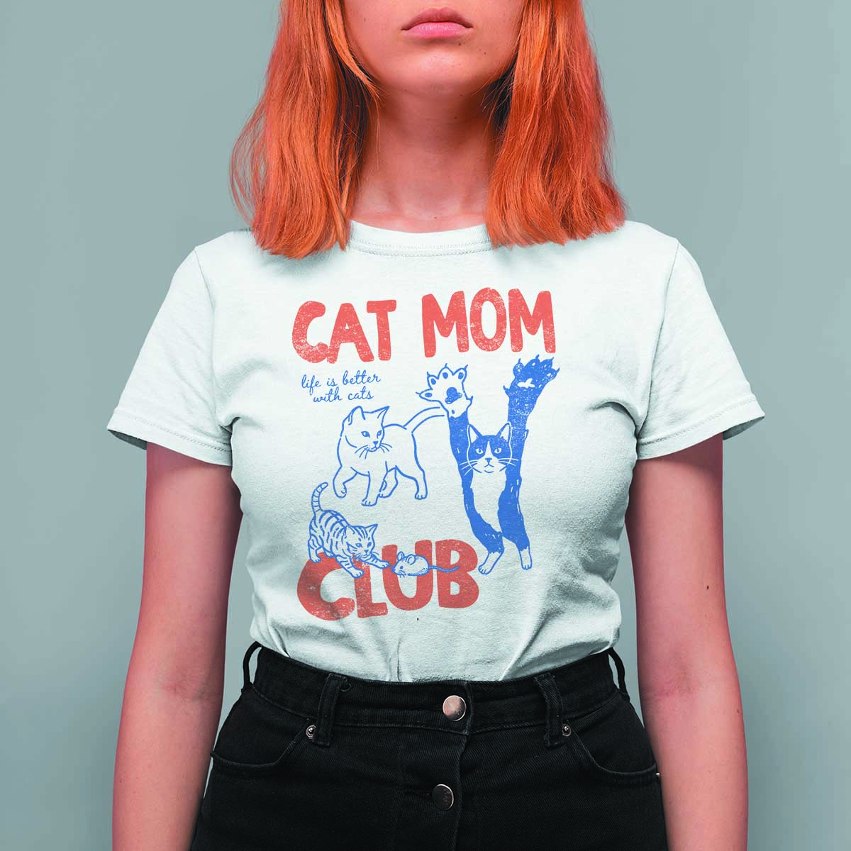 Cat Mom Club T Shirt For Women Life is Better with Cats Mothers Day