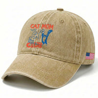 Cat Mom Club Washed Cotton Baseball Cap Life is Better with Cats Mothers Day