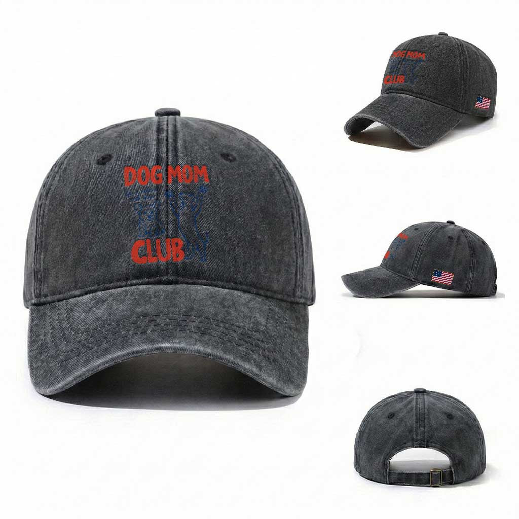 Dog Mom Club Washed Cotton Baseball Cap Life is Better with Dogs Mother's Day