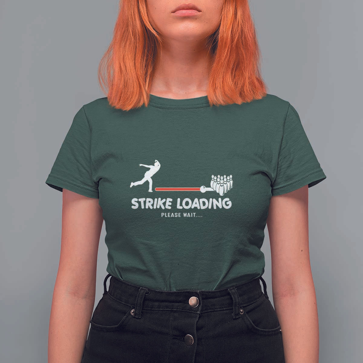 Funny Bowling T Shirt For Women Strike Loading Please Wait Ball Pin - Wonder Print Shop