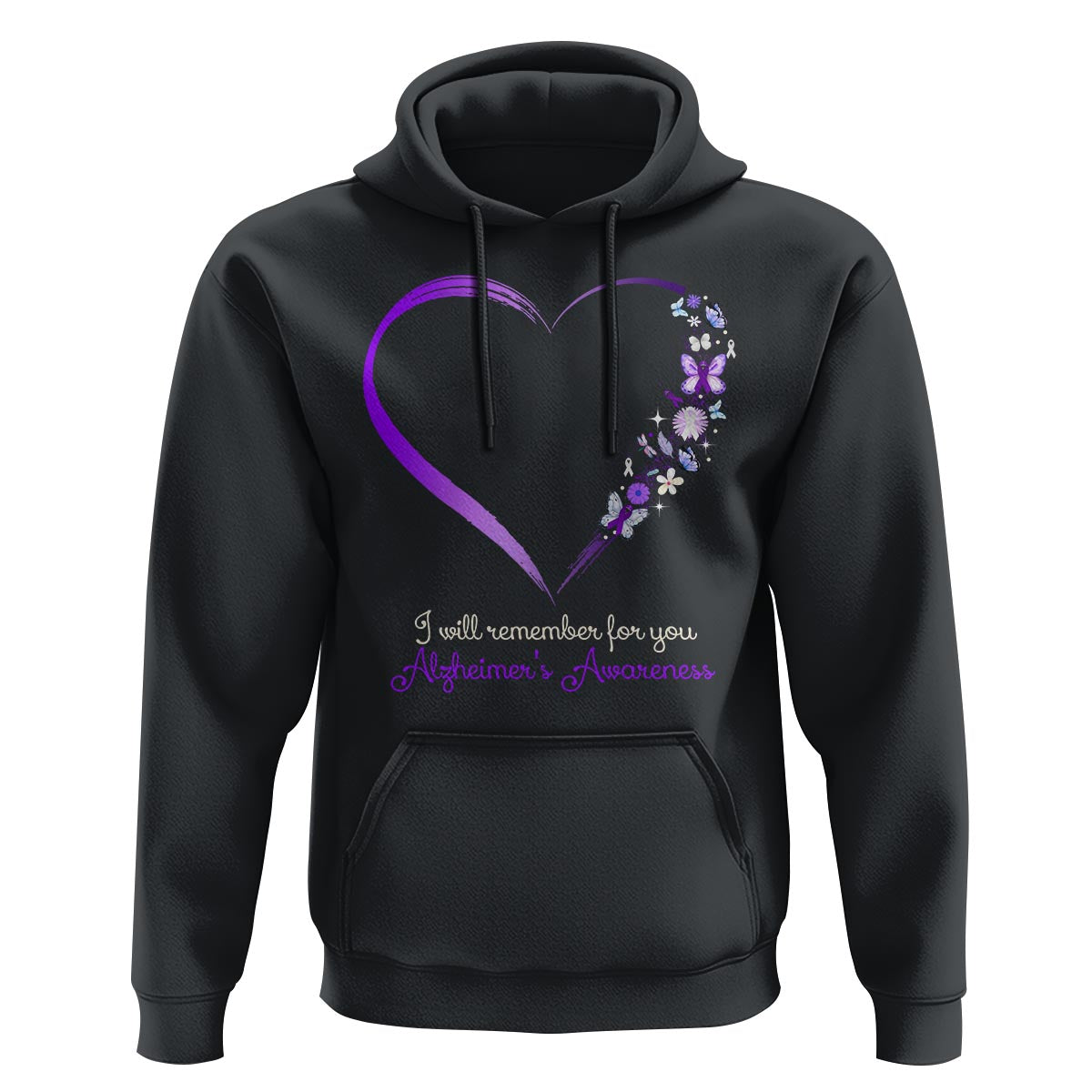 Alzheimer's And Brain Awareness Hoodie I Will Remember For You Daisy Flower Butterfly - Wonder Print Shop