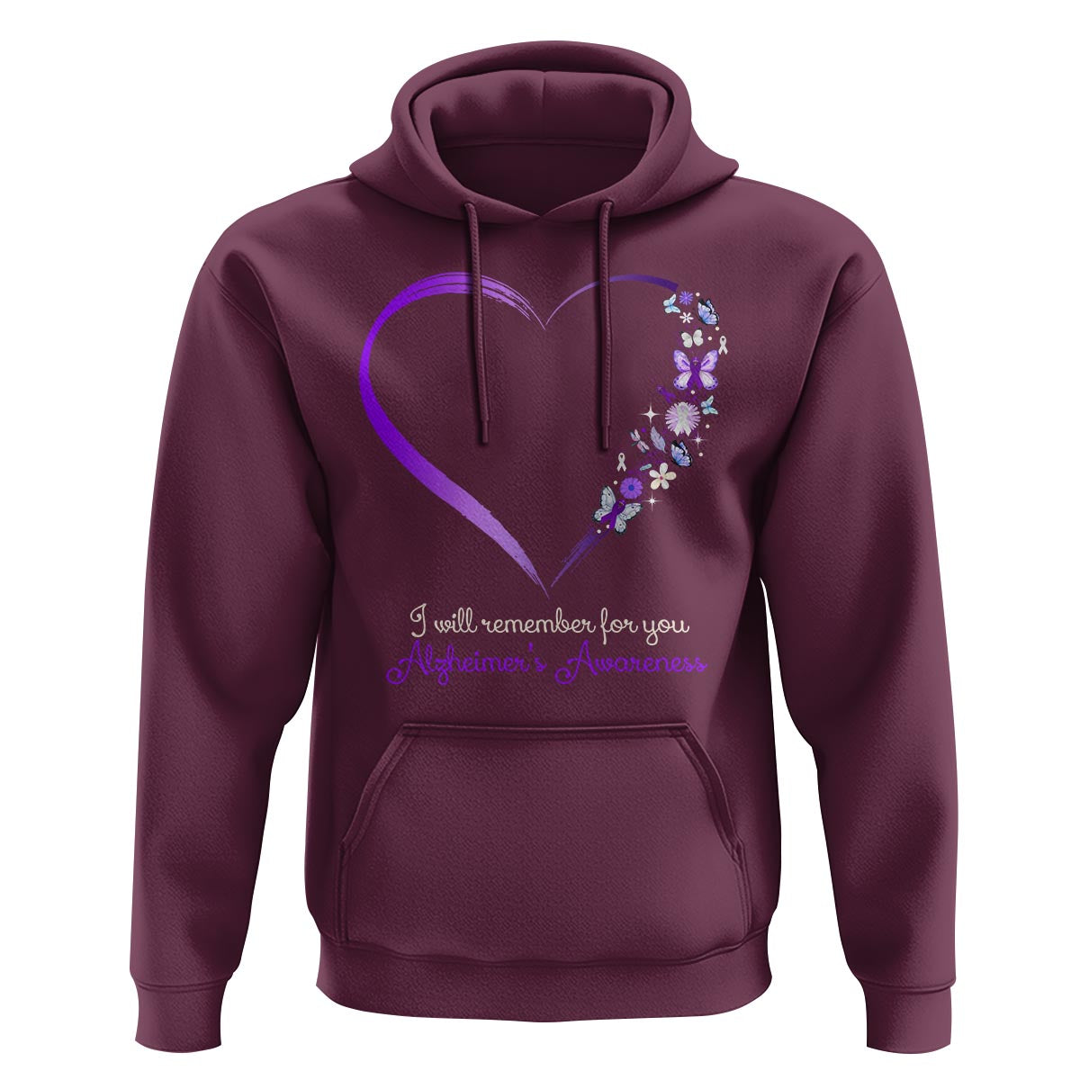 Alzheimer's And Brain Awareness Hoodie I Will Remember For You Daisy Flower Butterfly - Wonder Print Shop